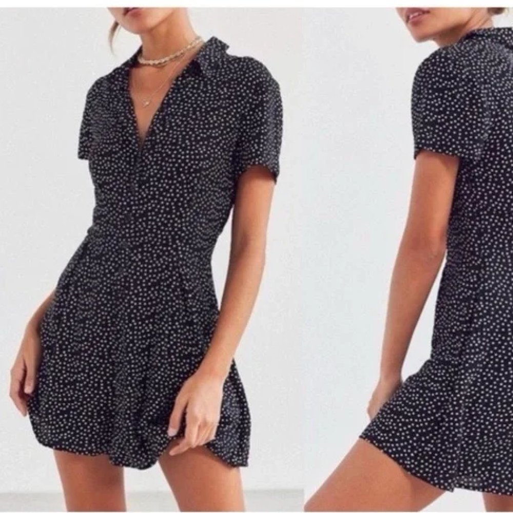 Urban Outfitters Bellina Button Down Geometric Print Romper